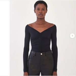 Off Shoulder Gathered Top - Black